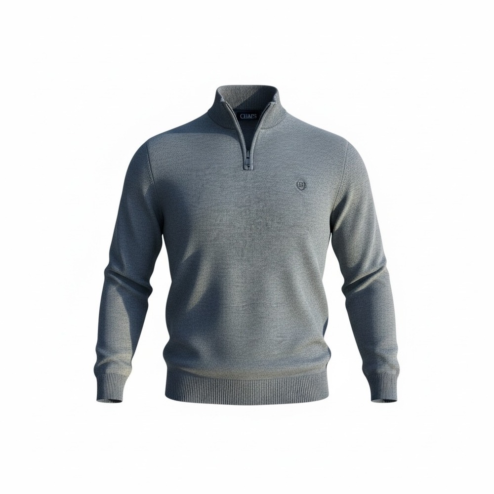 Chaps Mens XL Heather Grey Quarter Zip Pullover Sweater‎ Cotton Blend Logo Knit
